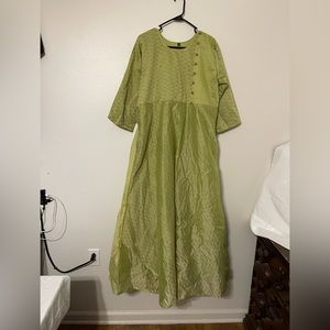india style green long dress